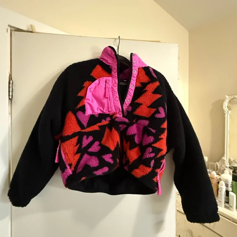 Free People Rocky Ridge Jacket Women’s Fleece Bolts of Love Cozy FP Movement - Picture 3 of 4